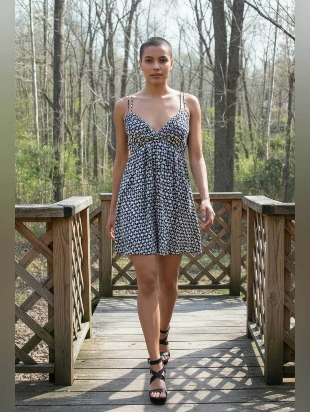 Greylin Black & White Geometric Sleeveless Dress Misses Size Small